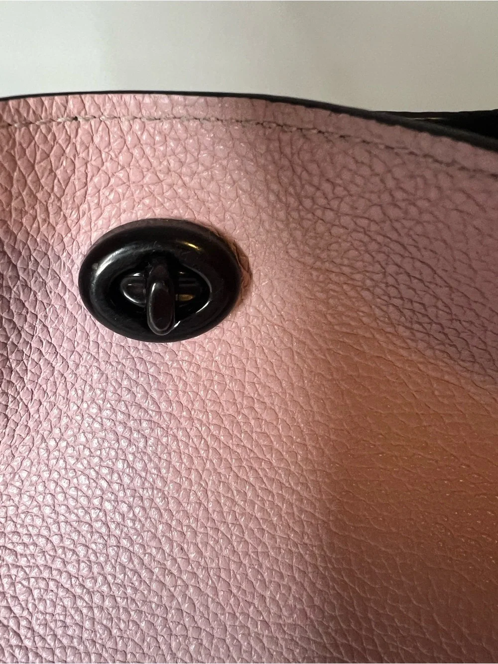 Coach Pink Pebbled Leather Shoulder Bag with Black Trim
